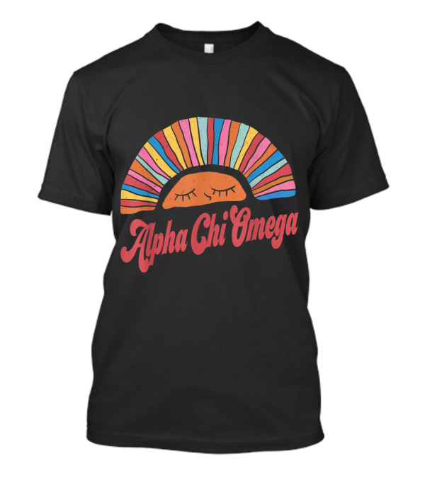 Alpha Chi Omega Rainbow Sunset Face Greek Sorority T-Shirt