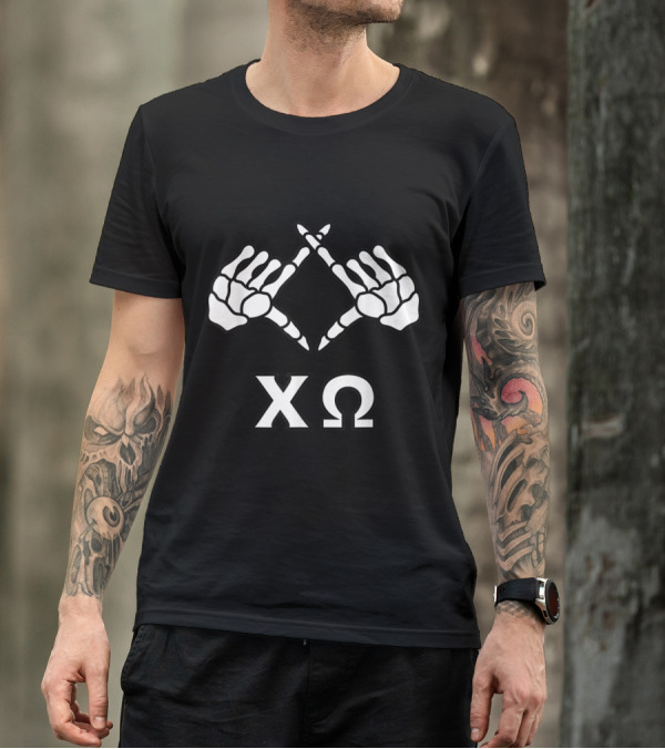 Chi Omega Halloween Skeleton Hands Greek Sorority XO T-Shirt