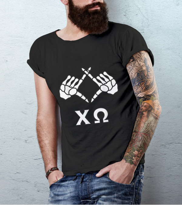 Chi Omega Halloween Skeleton Hands Greek Sorority XO T-Shirt