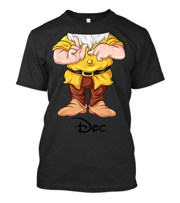 Doc Dwarf Costume Halloween Yellow Shirt Brown Pants T-Shirt