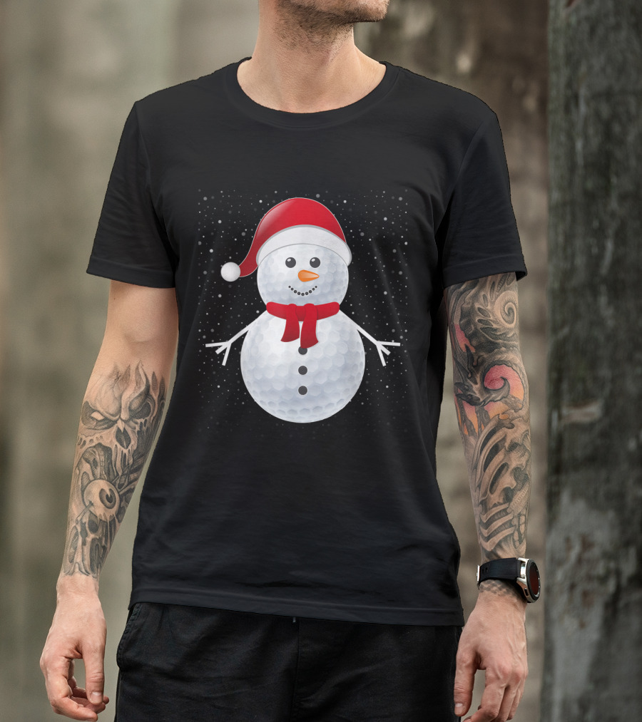 Snowman Santa Golf Ball Christmas T-Shirt