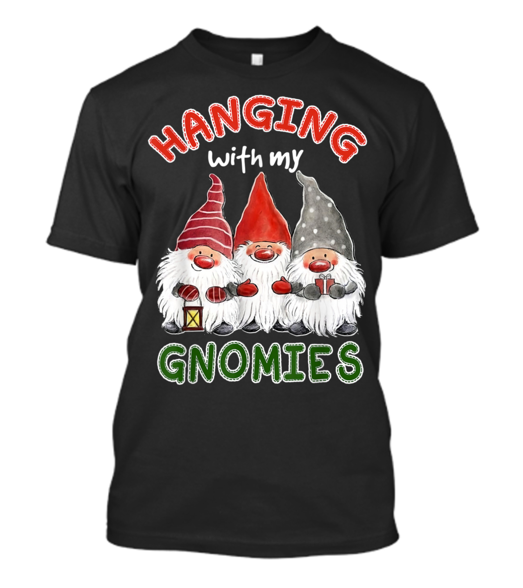 Hanging With My Gnomies Christmas Santa Gnome Trio T-Shirt