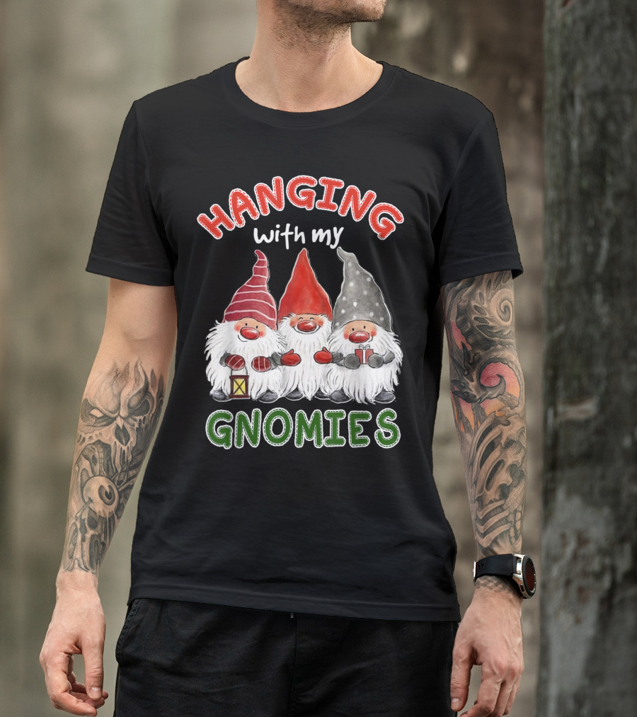 Hanging With My Gnomies Christmas Santa Gnome Trio T-Shirt