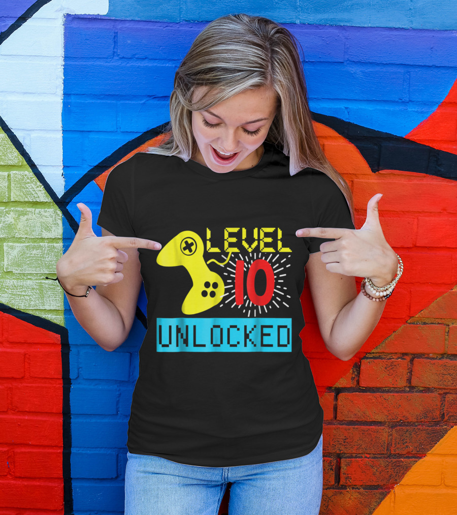 Level 10 Unlocked Video Game Gamer Controller T-Shirt