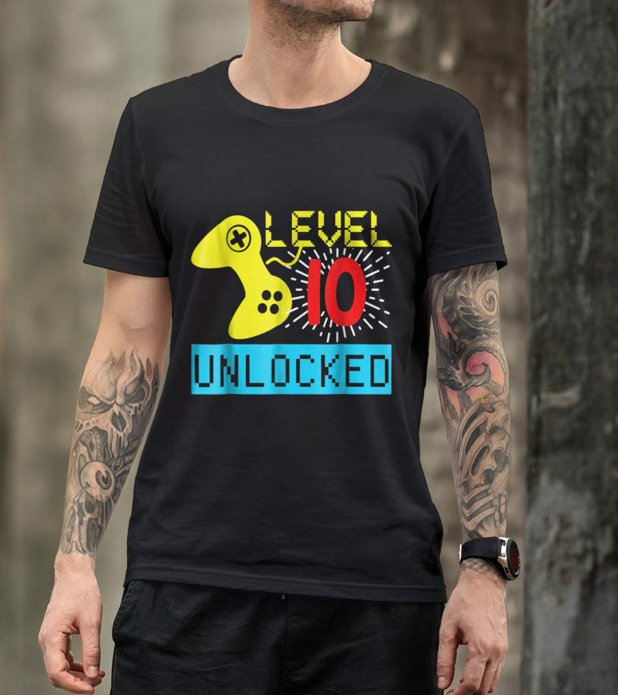 Level 10 Unlocked Video Game Gamer Controller T-Shirt