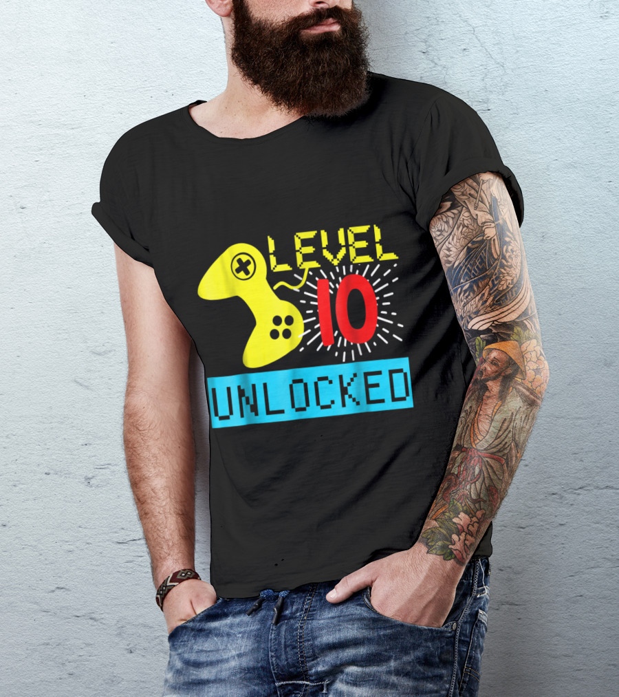 Level 10 Unlocked Video Game Gamer Controller T-Shirt