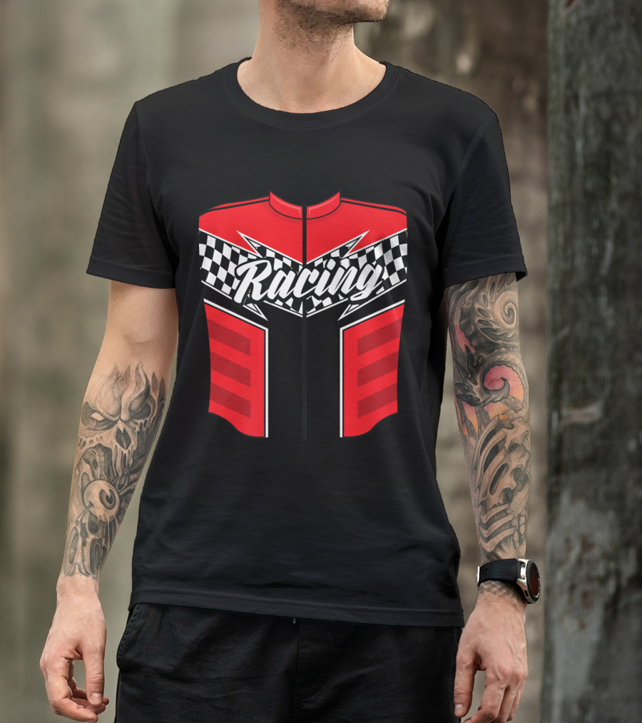 Racing Checkered Red Race Car Driver Halloween Costume T-Shirt