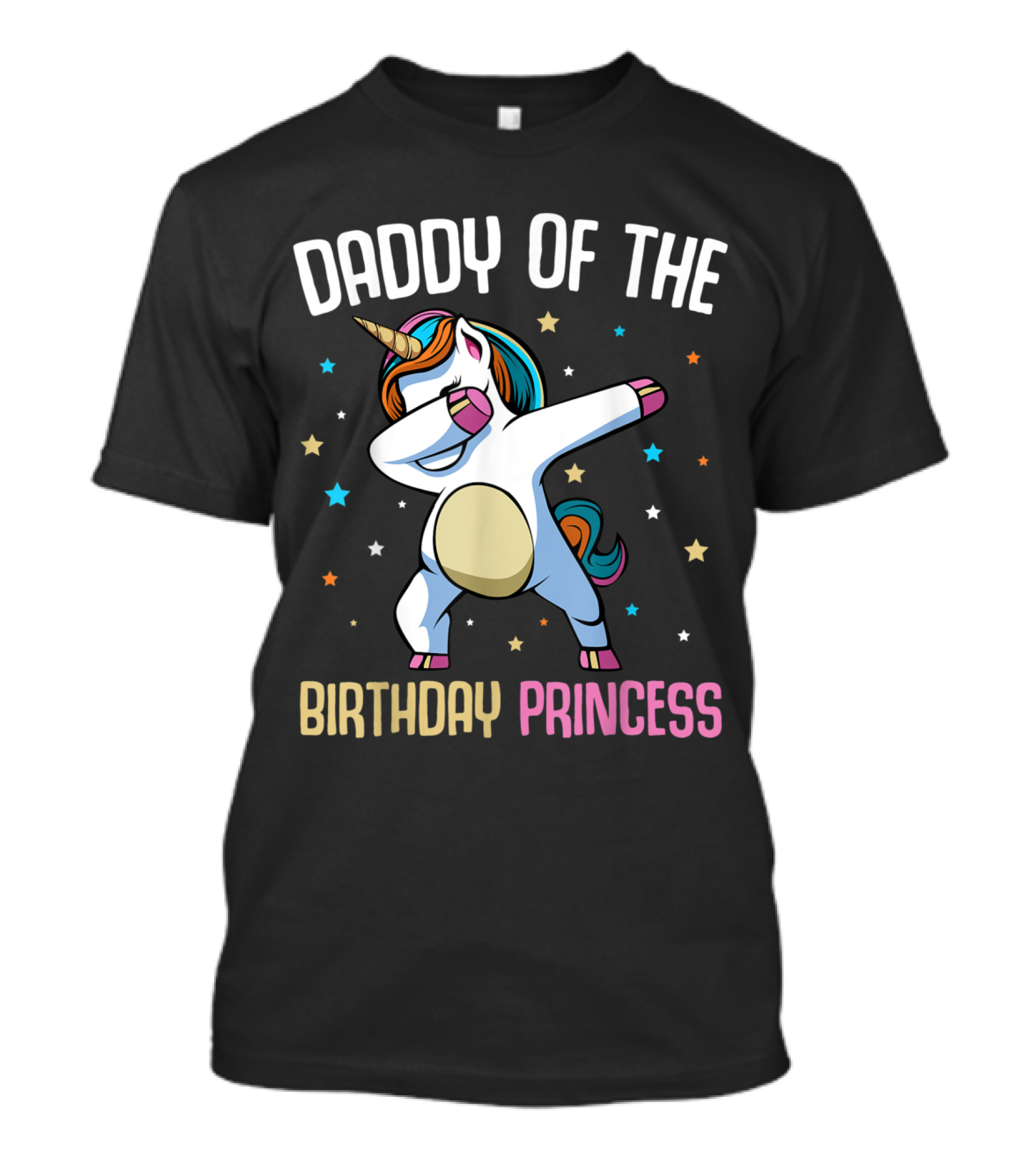 Daddy Of The Birthday Princess Dabbing Unicorn Funny Bday T-Shirt