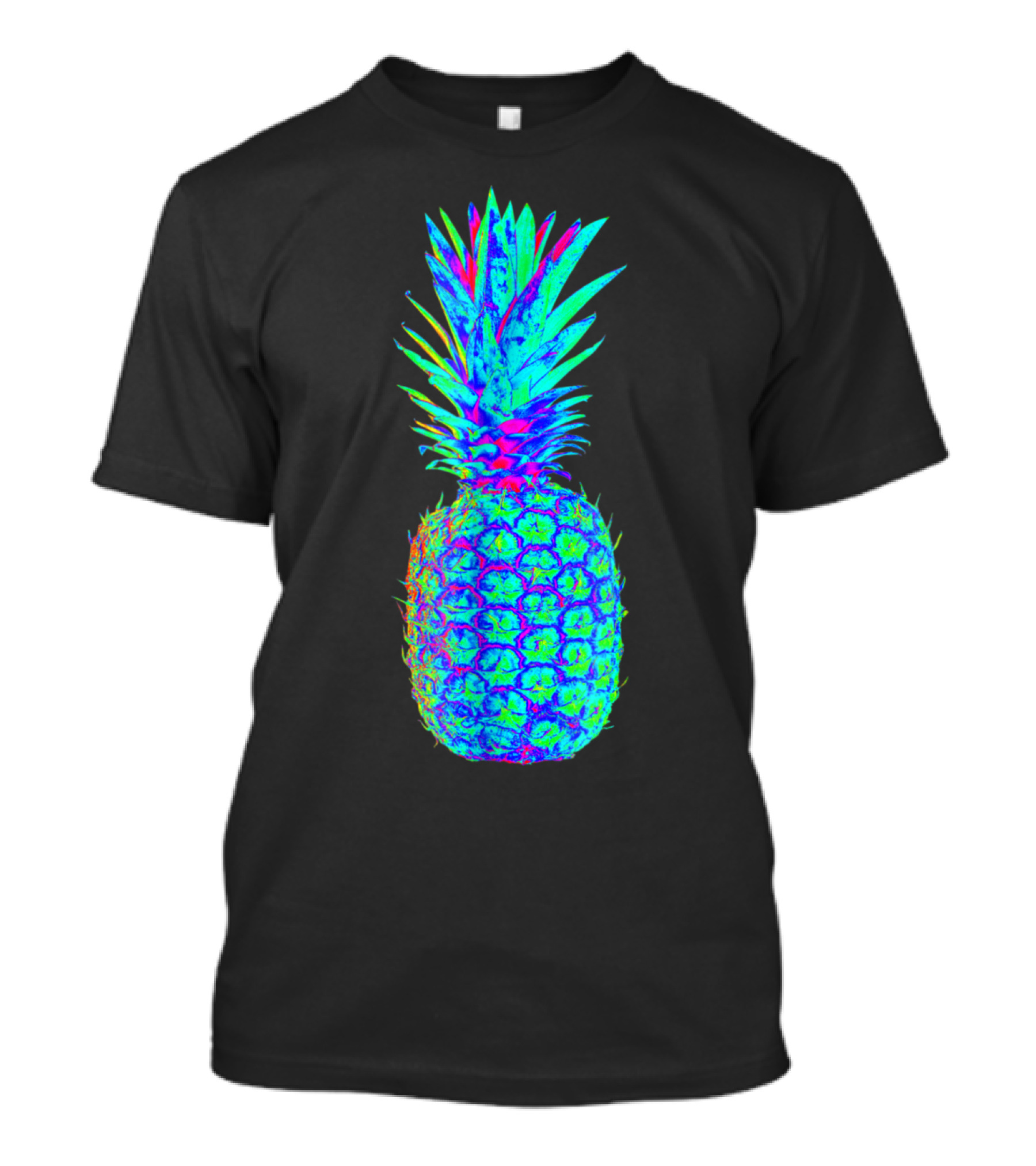 EDM Rave Festival Trippy Neon Pineapple Aesthetic T-Shirt