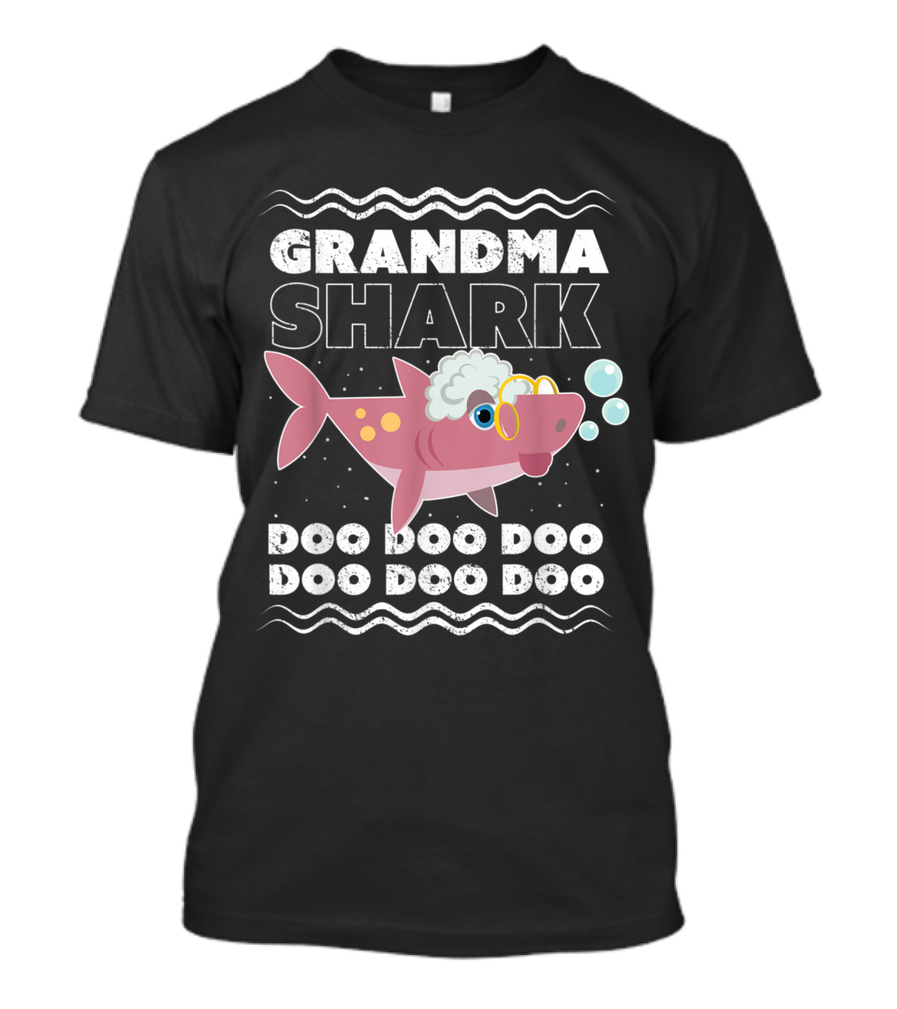 Grandma Shark Doo Doo Doo Bubbles Pink Cartoon T-Shirt