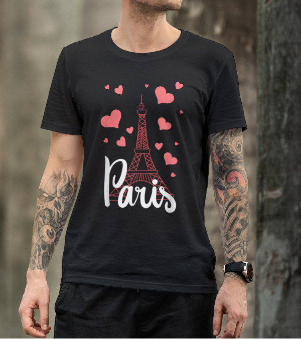 Paris Eiffel Tower Romantic Hearts France Love T-Shirt