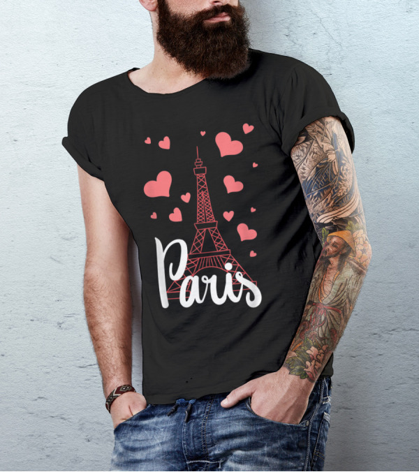 Paris Eiffel Tower Romantic Hearts France Love T-Shirt