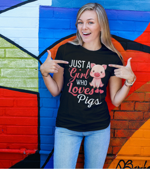 Just A Girl Who Loves Pigs Cute Pig Lover With Hearts T-Shirt