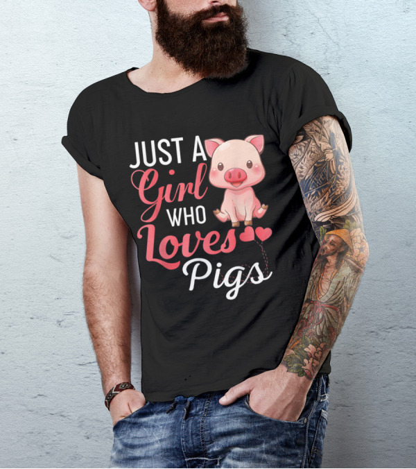 Just A Girl Who Loves Pigs Cute Pig Lover With Hearts T-Shirt