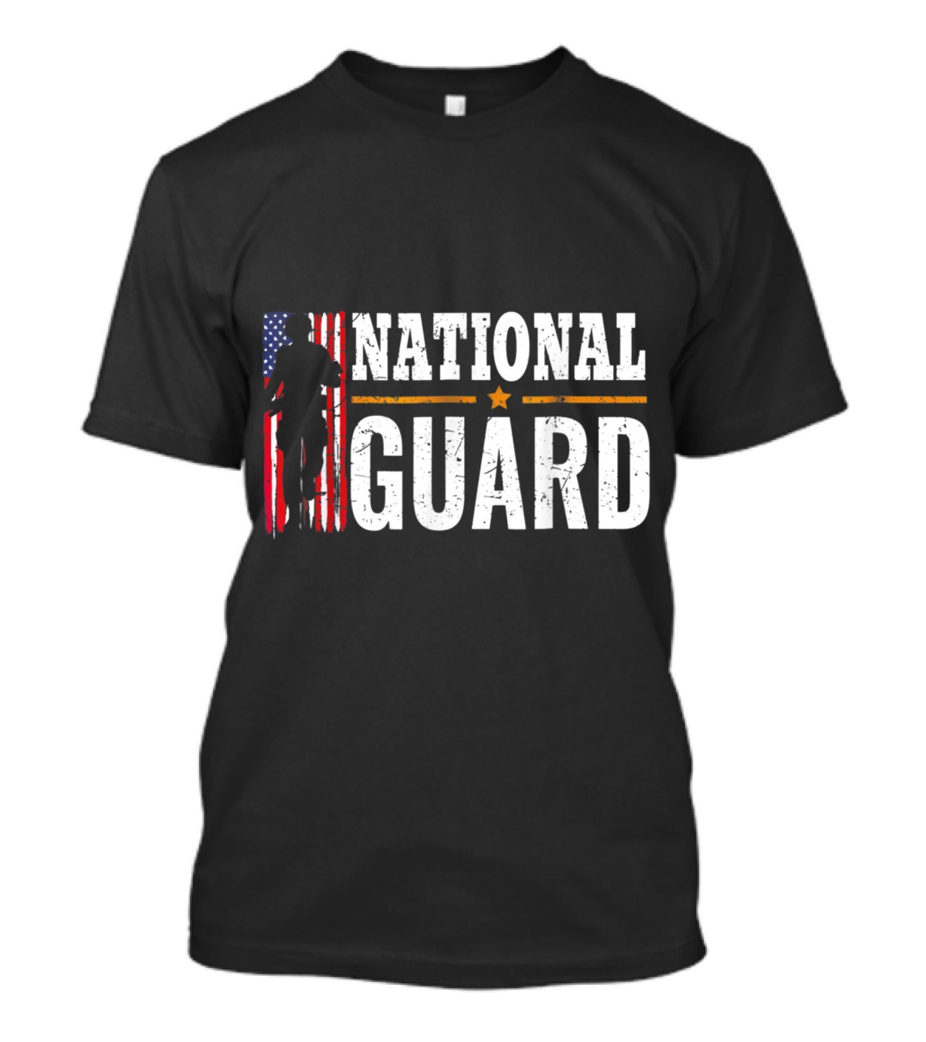 National Guard American Flag Proud Patriotic Silhouette Star T-Shirt