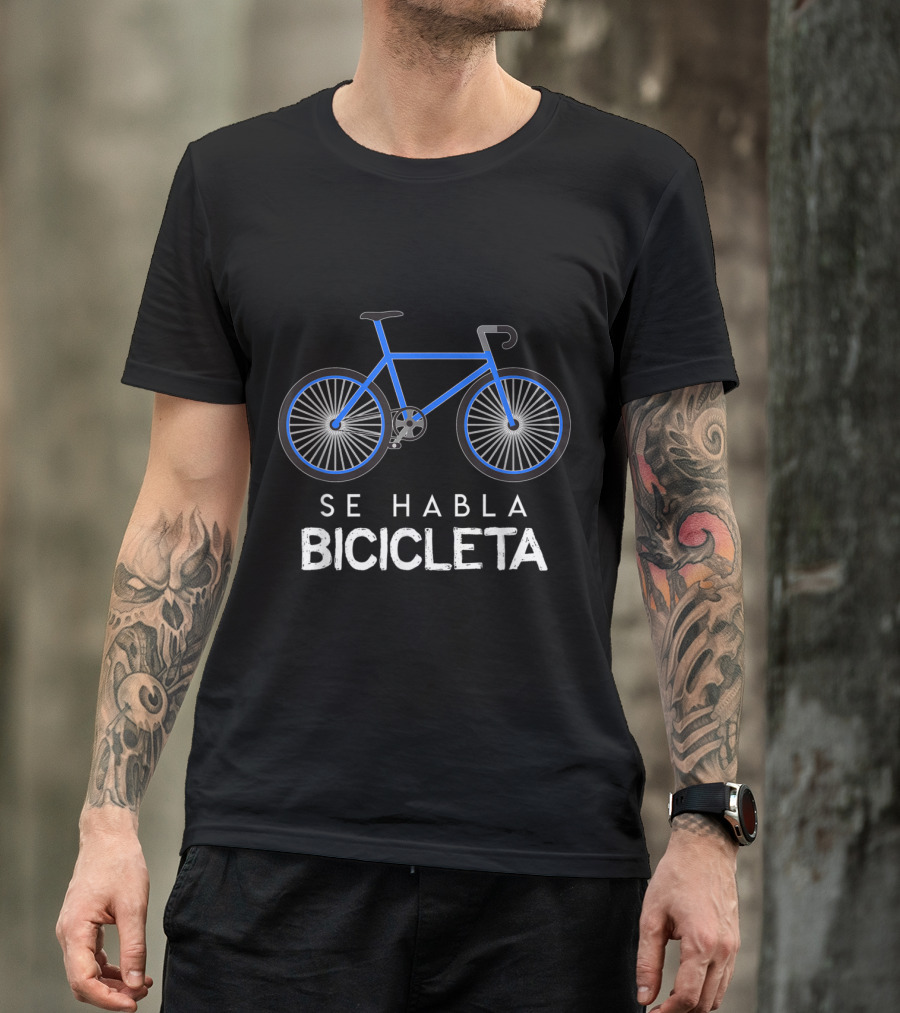 Se Habla Bicicleta Funny Cycling Bicycle Riders Blue Bike T-Shirt