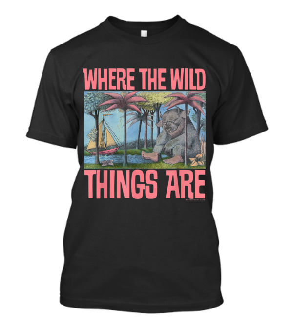 Where The Wild Things Are Book Cover Artwork With Giant Creature And Sailing Boat T-Shirt