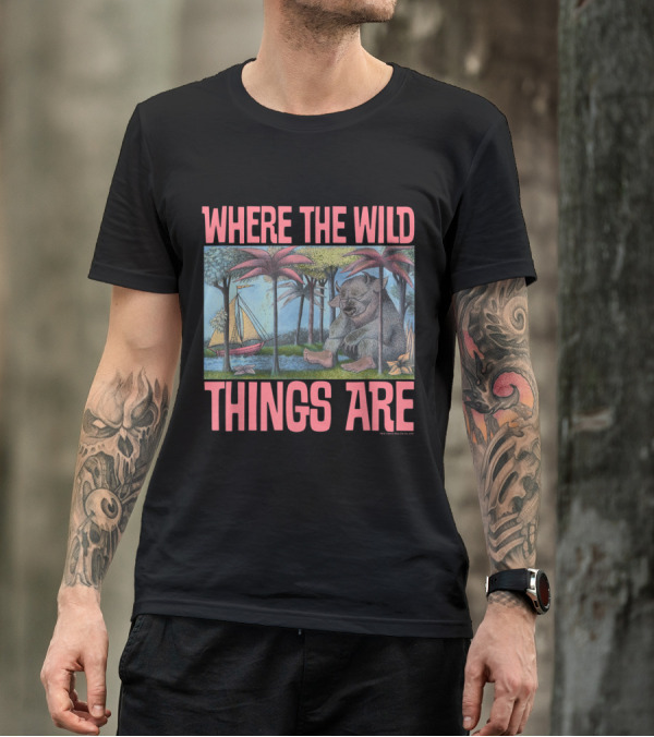 Where The Wild Things Are Book Cover Artwork With Giant Creature And Sailing Boat T-Shirt
