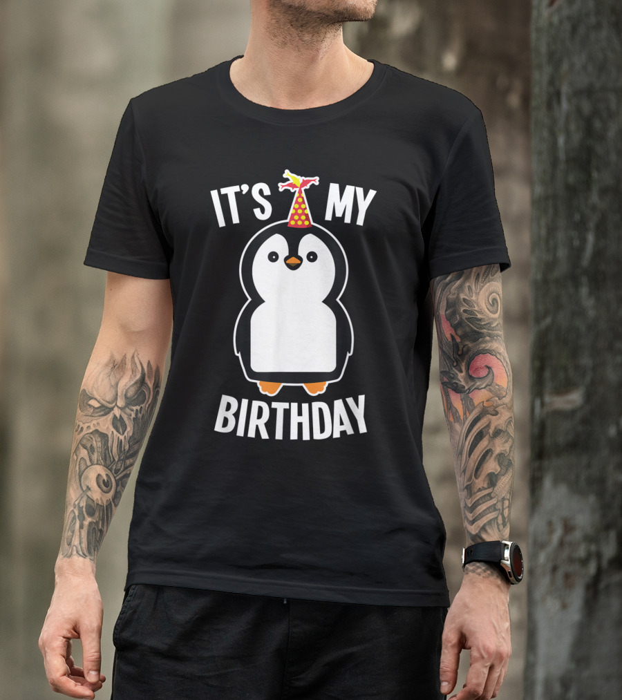 It's My Birthday Penguin With Party Hat T-Shirt