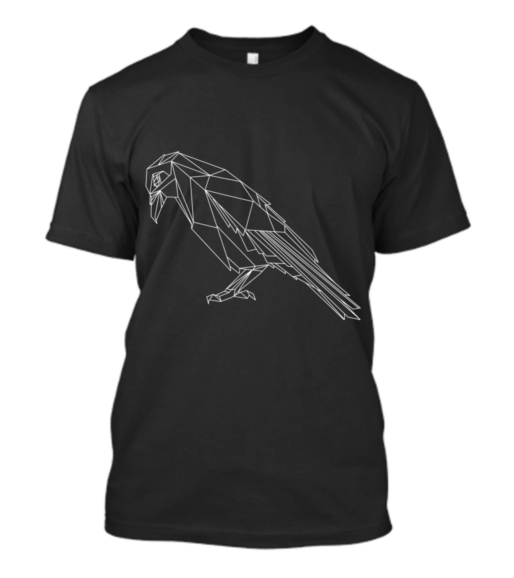 Polygonal Geometric Crow Raven Clothing Simple Line T-Shirt