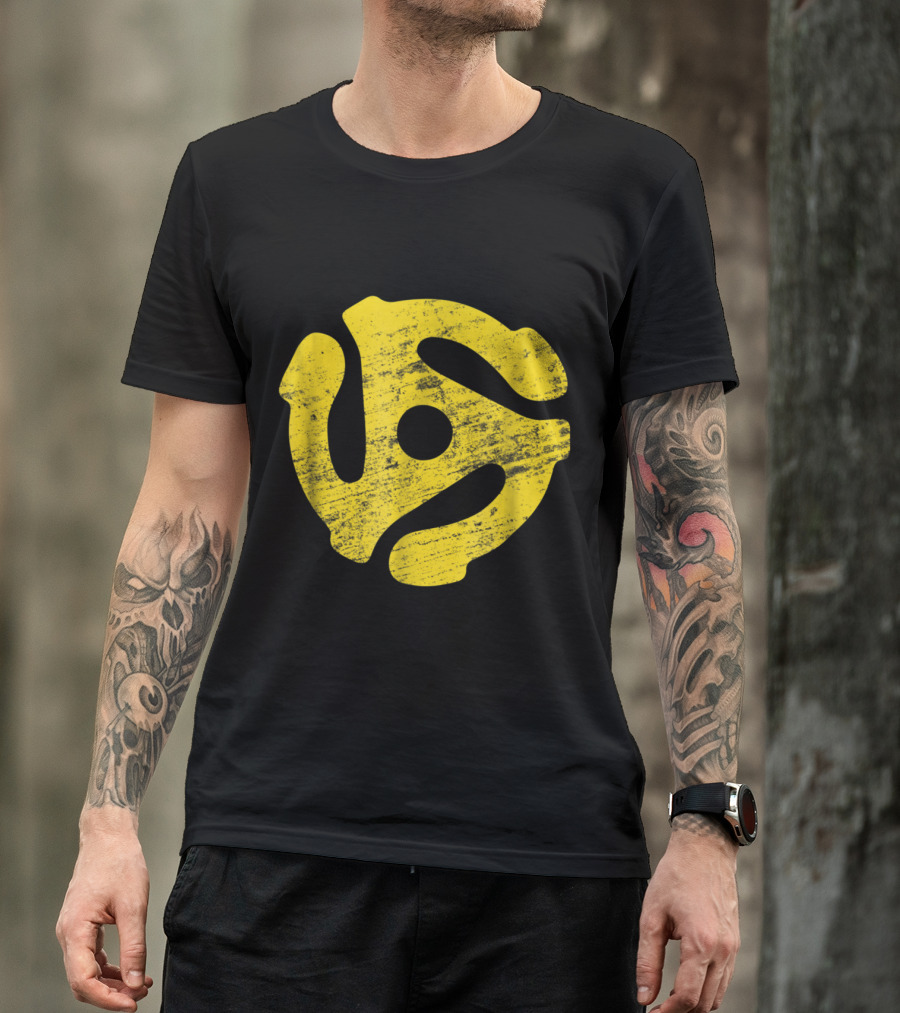 Vinyl Record 45 RPM Spindle Adapter Icon Yellow T-Shirt