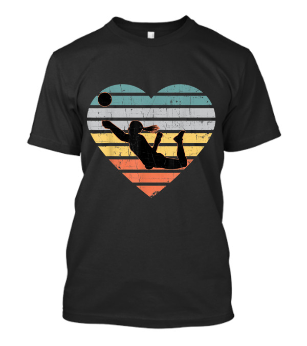 Teen Girls Volleyball Vintage Heart T-Shirt