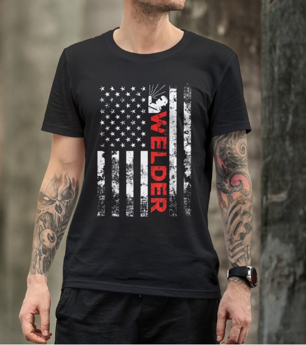Welder American Flag Vintage USA Welding T-Shirt