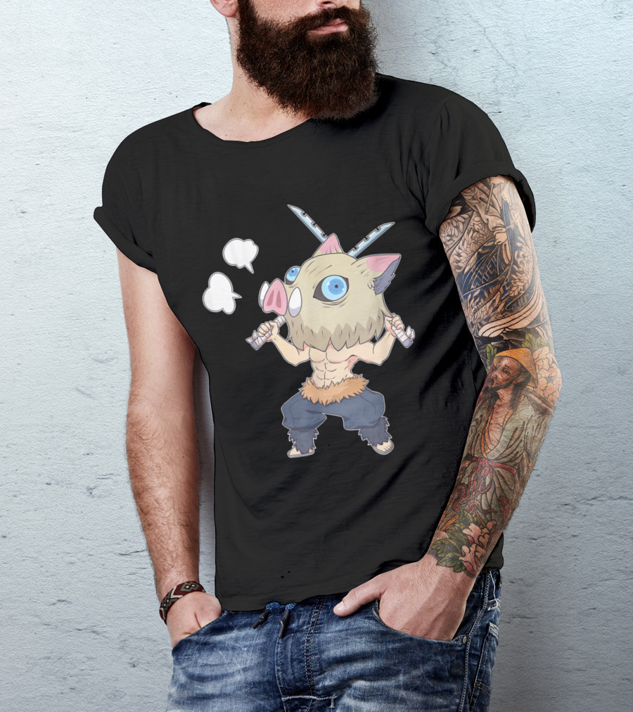 Demon Slayer Kimetsu No Yaiba Inosuke Hashibira Chibi Anime T-Shirt