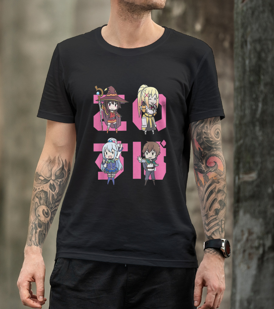 KonoSuba Chibi Megumin Darkness Aqua Kazuma Anthology T-Shirt