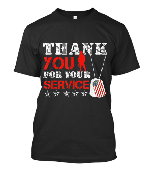 Thank You For Your Service Veterans Day Dog Tags And Stars T-Shirt