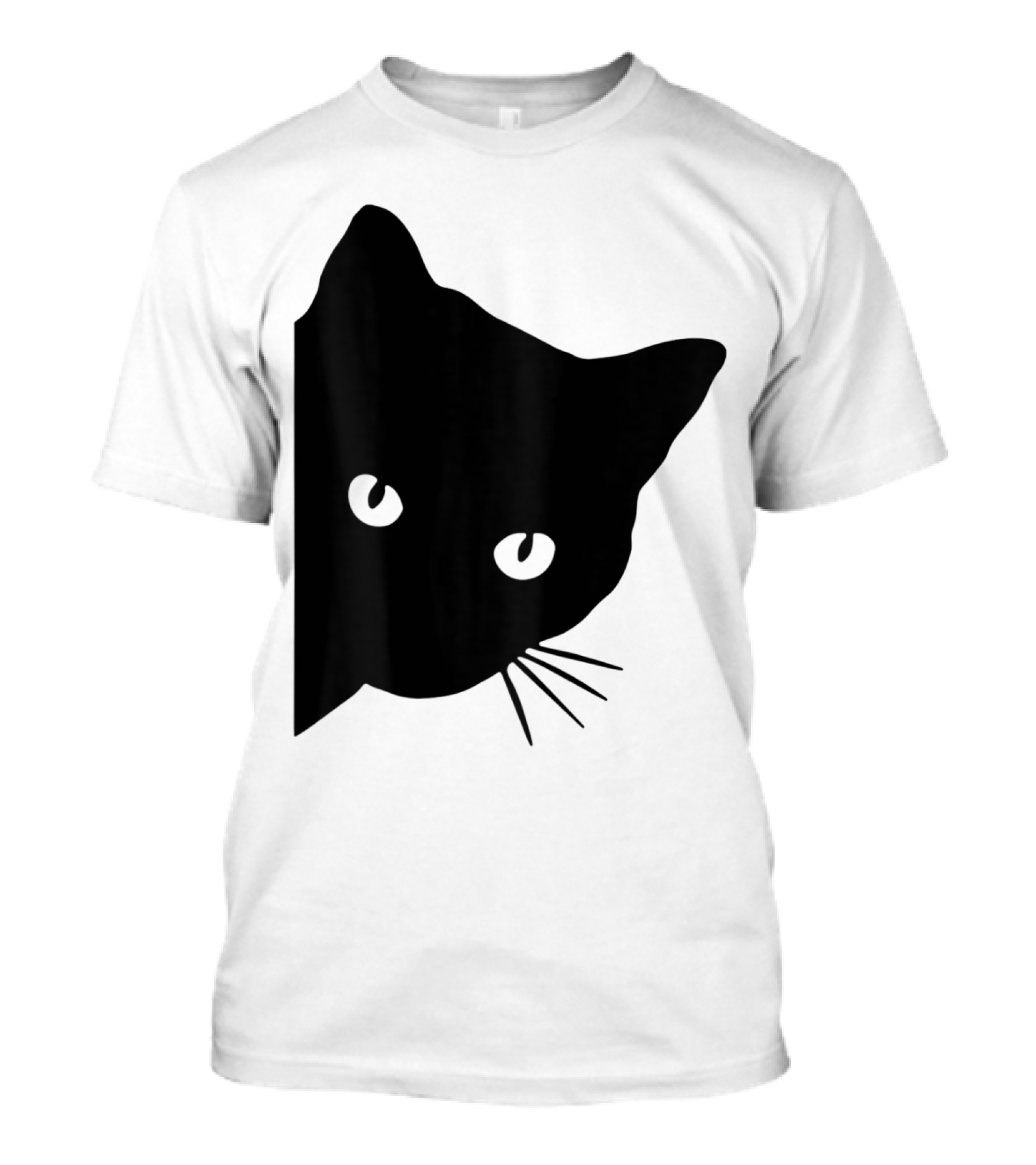 Black Cat Face Peeking Funny Halloween Cat Lovers T-Shirt