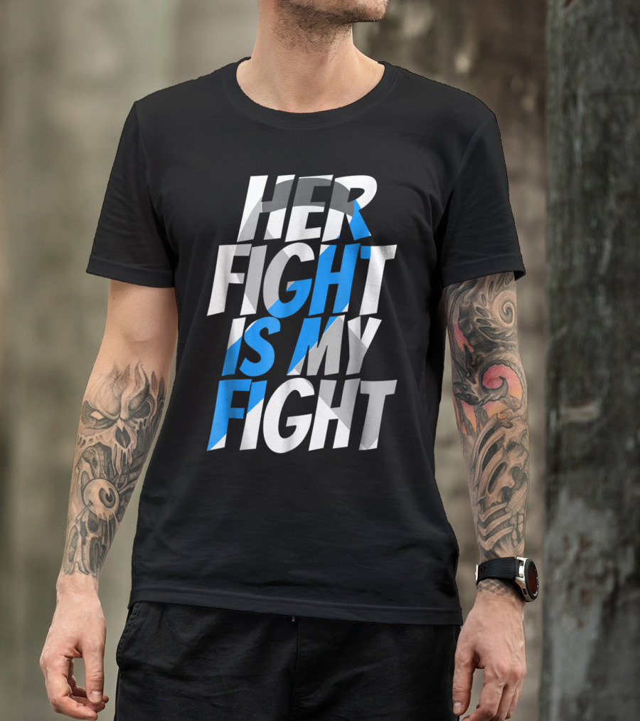 Her Fight Is My Fight Blue Ribbon Diabetes Type 1 Awareness Support HER T-Shirt