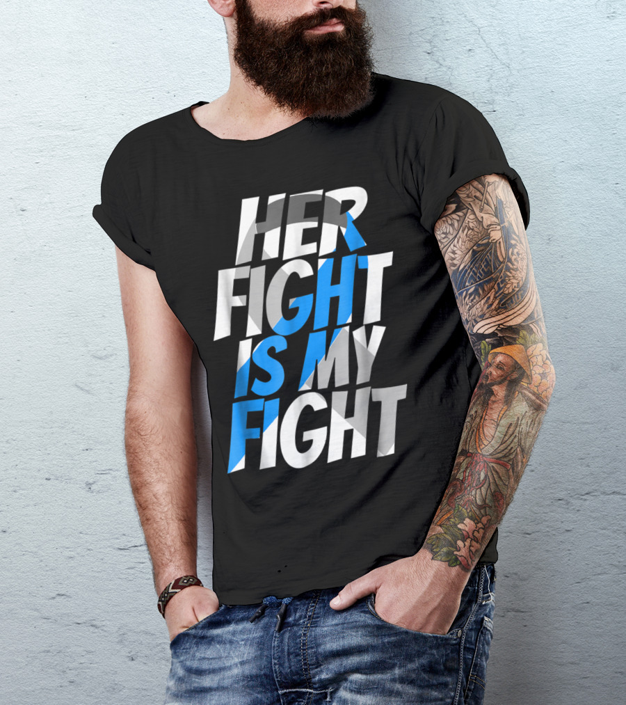 Her Fight Is My Fight Blue Ribbon Diabetes Type 1 Awareness Support HER T-Shirt