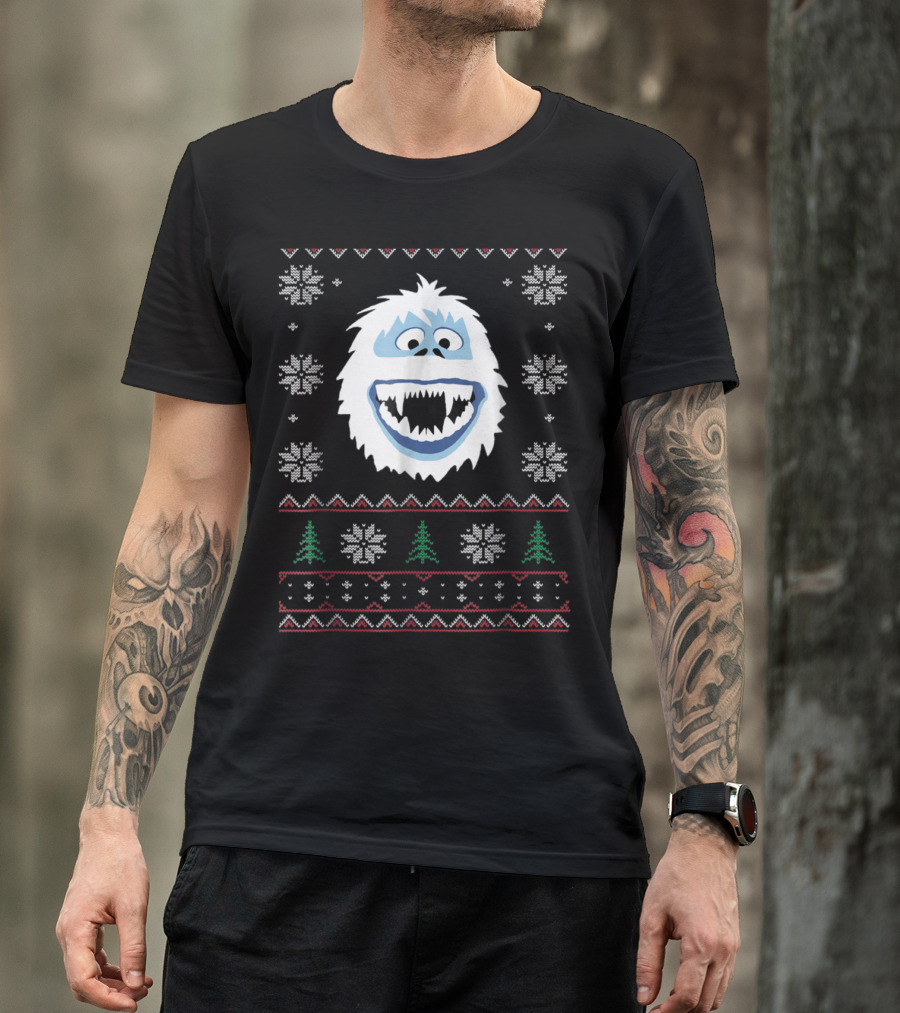 Bumble Snow Monster Christmas Sweater Style Design Snowflakes And Trees T-Shirt