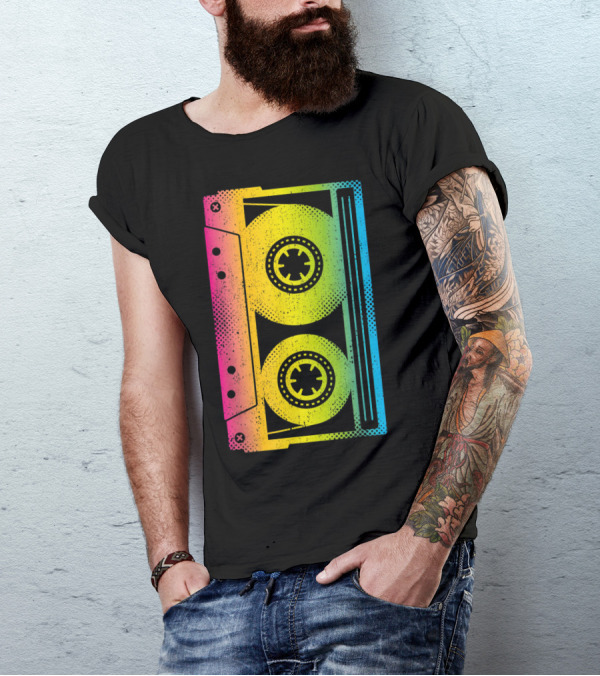 Cassette Tape Retro Rainbow Colors T-Shirt