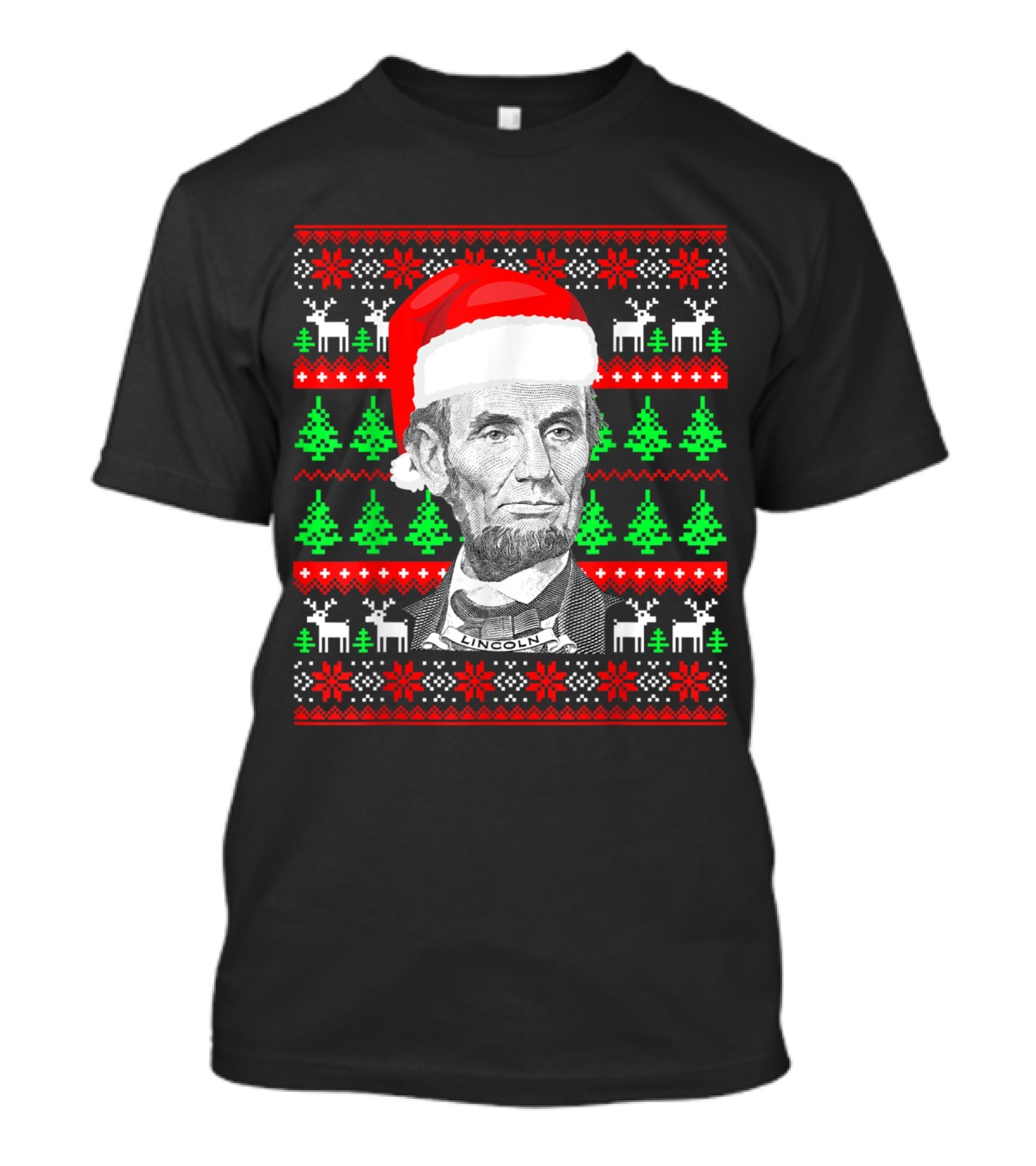 Abe Lincoln Santa Hat Ugly Christmas T-Shirt