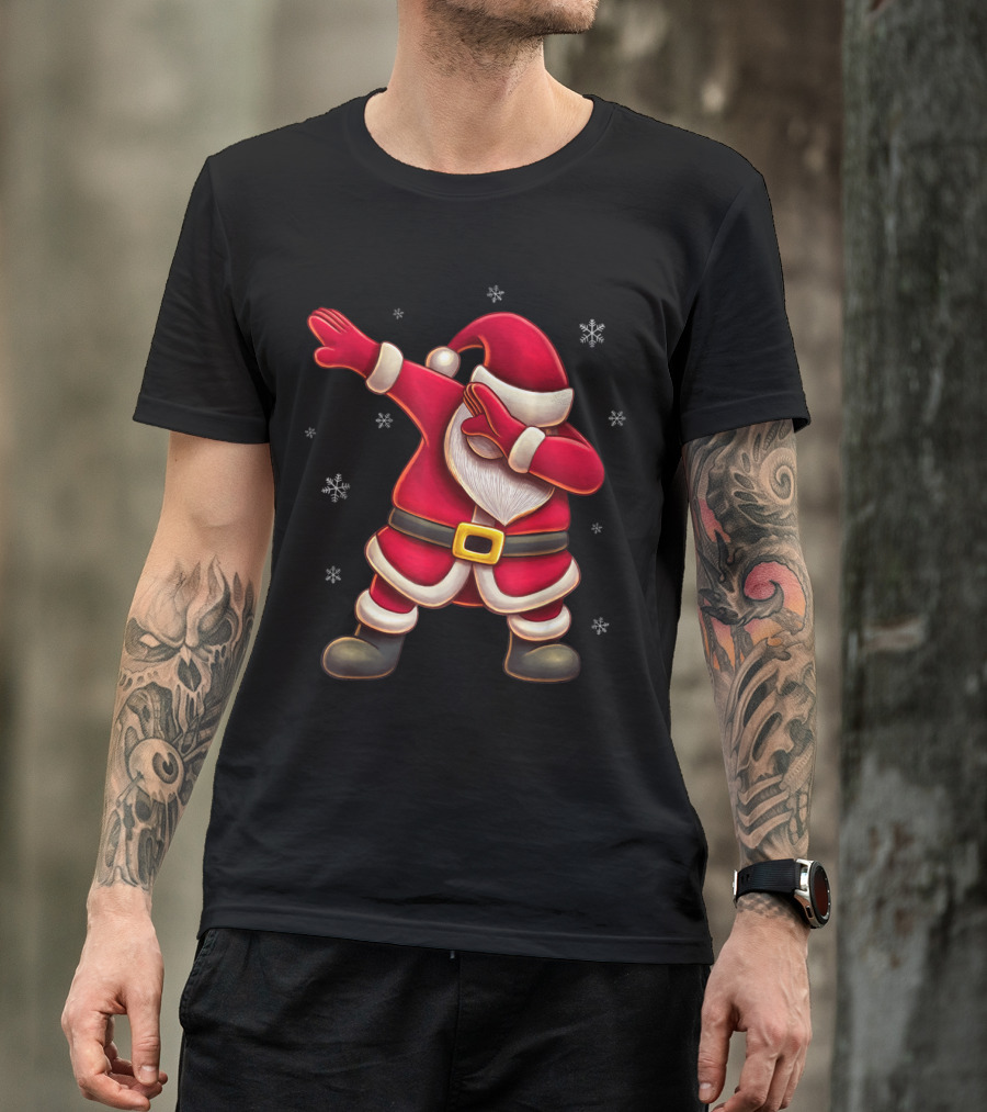 Dabbing Santa Cute Santa Claus Dab Christmas Snowflakes T-Shirt