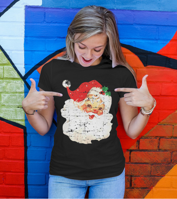 Distressed Vintage Jolly Old Saint Nick Santa Claus Retro Christmas T-Shirt