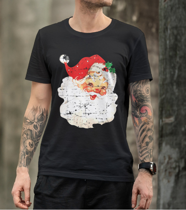 Distressed Vintage Jolly Old Saint Nick Santa Claus Retro Christmas T-Shirt