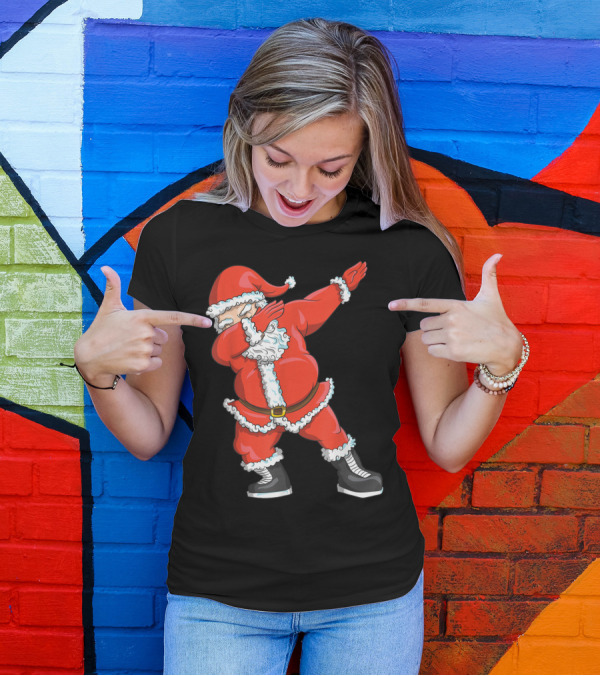 Dabbing Santa Claus In Skating Boots Holiday Humor T-Shirt