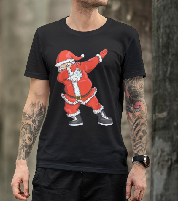 Dabbing Santa Claus In Skating Boots Holiday Humor T-Shirt