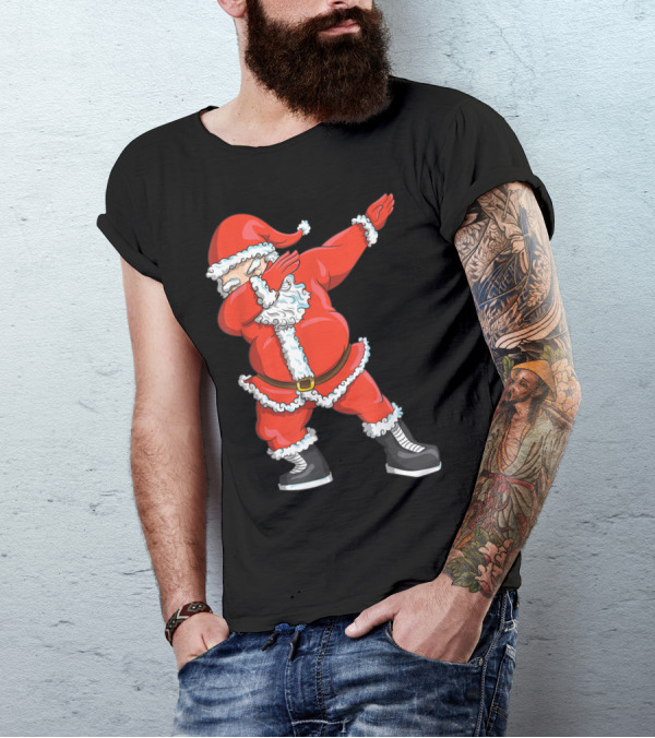 Dabbing Santa Claus In Skating Boots Holiday Humor T-Shirt