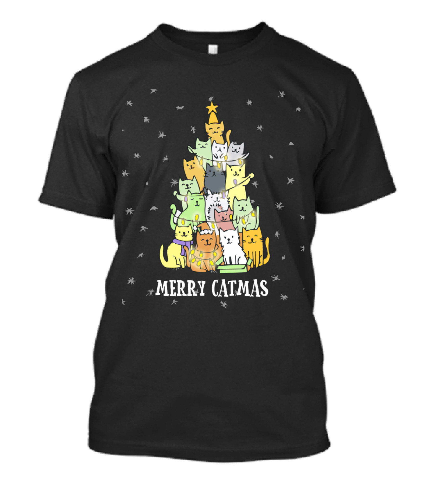 Merry Catmas Funny Cat Christmas Tree T-Shirt