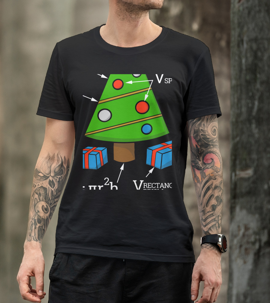 Funny Math Geometry Christmas Tree Shapes Formulas T-Shirt