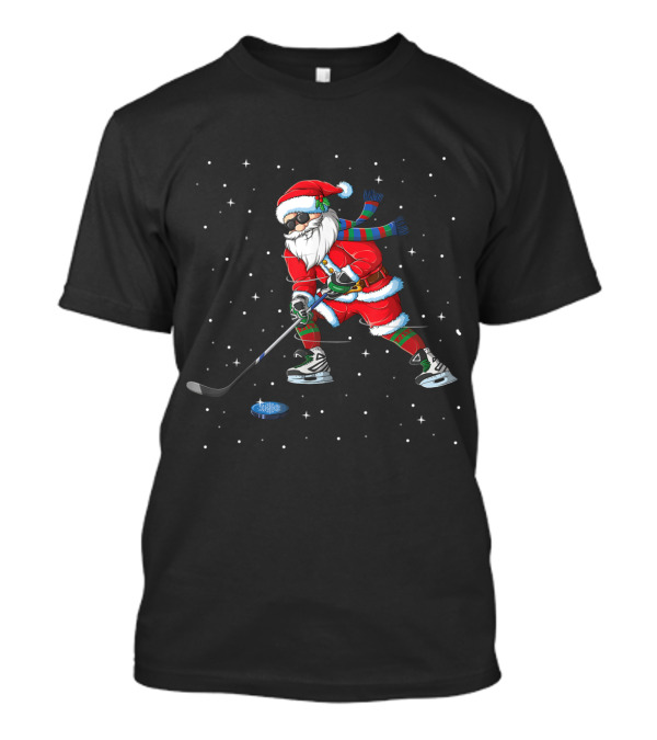 Santa Claus Hockey Christmas Humor T-Shirt