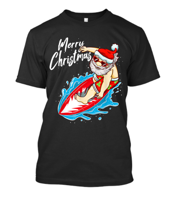 Merry Christmas Surfing Santa Claus Hawaiian T-Shirt