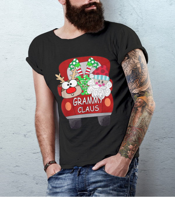 Grammy Claus Santa Car Reindeer Christmas Funny Grammy T-Shirt