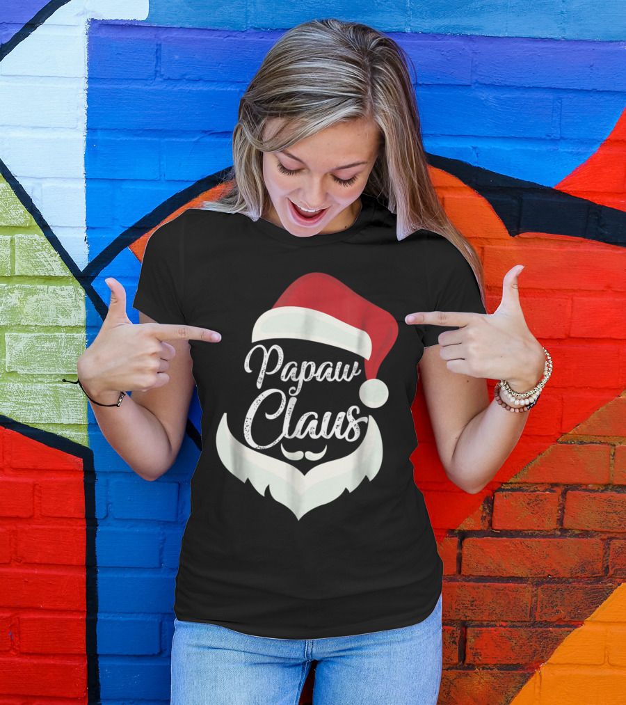 Papaw Claus Christmas Santa Beard And Hat T-Shirt