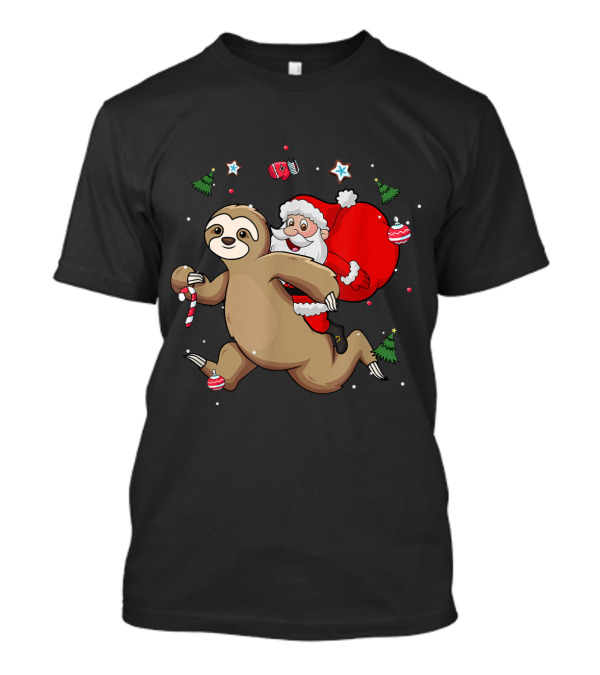Santa Claus Riding Sloth Christmas T-Shirt