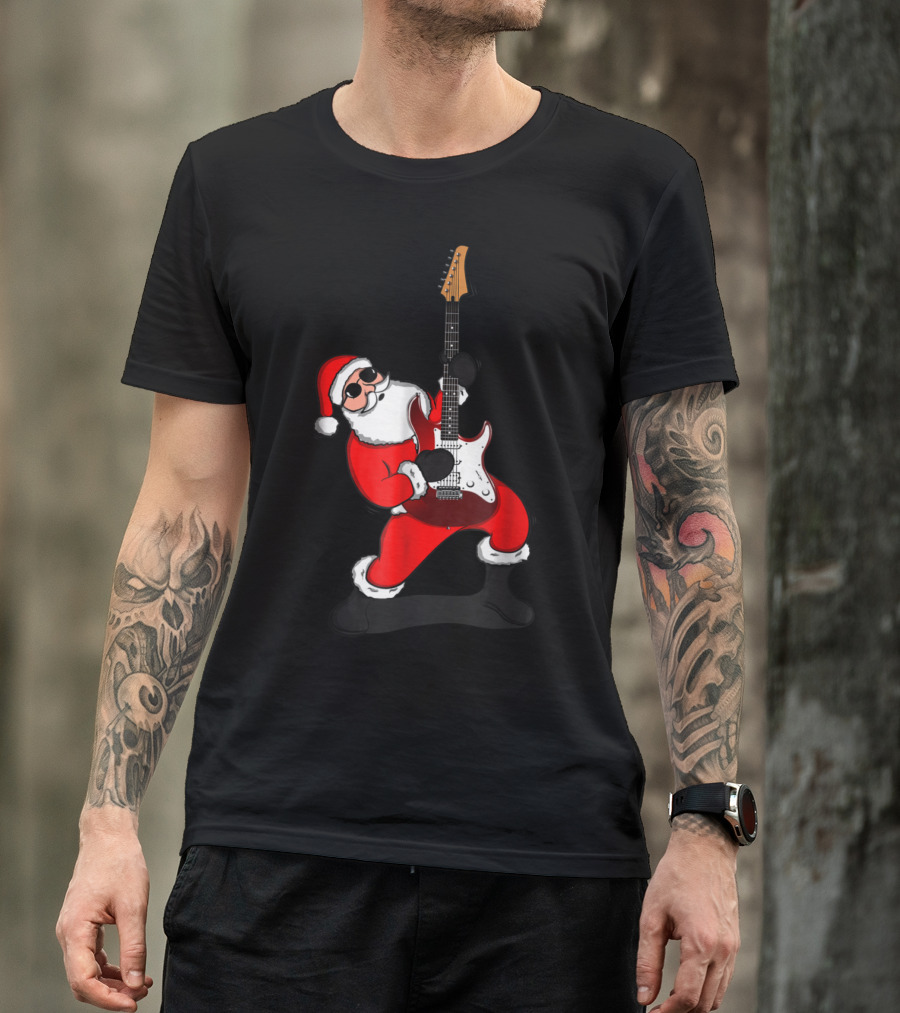Santa Claus Rocking Guitar Player T-Shirt